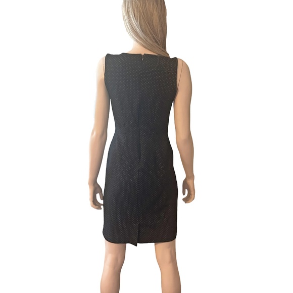 Banana Republic Sheath Dress Draped Pleated Detail MIcro Polka Dot Stretch - Picture 10 of 14